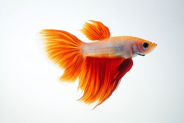 Mystic portrait of Glass Guppy Fish in studio, copy space on right side, Close-up View, isolated on white background