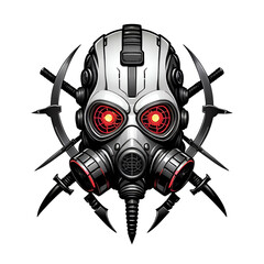 Canvas Print - Cyberpunk Gas Mask with Red Eyes