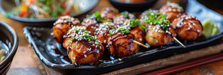 Poster - Delicious takoyaki appetizer presented in an appealing arrangement