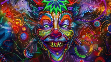  DMT Jester, Mama Ayahuasca, psychedelic divine cosmic trippy godly spiritual psionic entity. Expanded Consciousness. Abstract Psychedelic drug induced art.