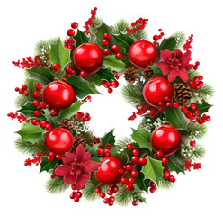 Canvas Print - PNG Christmas wreath white background celebration lingonberry.