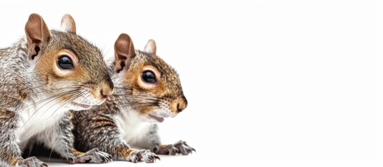 Wall Mural - Close-up of Playing ground squirrel on white background