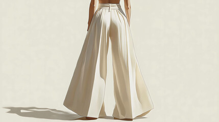 Sticker - Woman wearing white, high waisted, wide-leg pants.