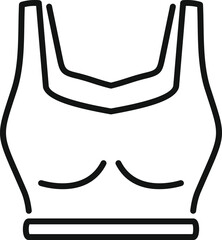 Poster - Simple black line vector icon representing a sports bra, perfect for projects related to fitness, sportswear, and active lifestyles