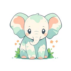 Sticker - Cute Cartoon Elephant Illustration