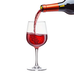 a bottle of red wine pouring into a crystal glass, capturing the rich color and elegant nature of wi