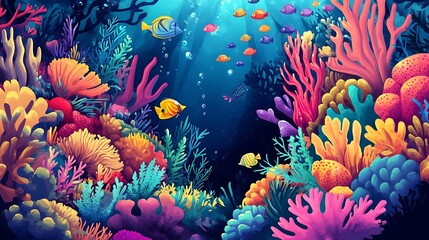 Canvas Print - Underwater Coral Reef with Colorful Fish