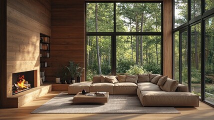 Poster - Modern Living Room with a View