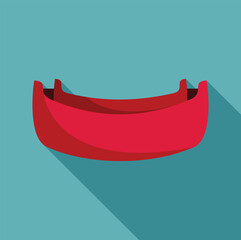 Poster - Red canoe floating on water surface with long shadow in flat style