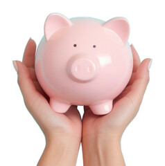 Poster - PNG Hand holding piggy bank blue blue background representation.