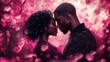 © Johannes - a cute beautiful black african american couple cuddling hugging and kissing each other on a romantic day at valentines day 14th february. wallpaper background
