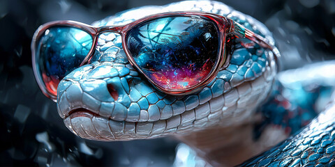 Wall Mural - A cool snake with sunglasses.