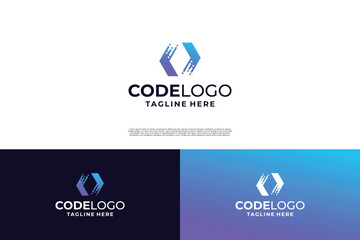 Data programming logo design. Data coding logo