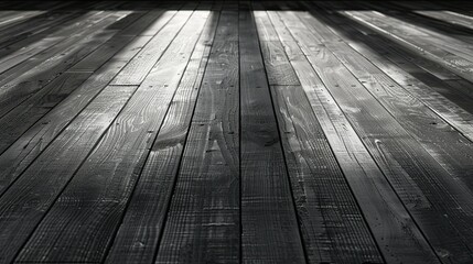 Wall Mural - A close-up view of dark wooden floorboards, showcasing texture and light play.