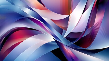 Canvas Print - Abstract Geometric Background with Curved Lines and Gradient Colors