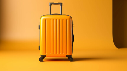 A Transportation travel luggage or baggage bag on yellow background