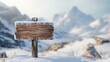 © Johannes - Wooden sign board snow covered with copy space for text
