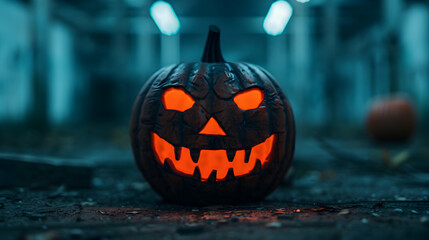 Canvas Print - halloween pumpkin on a dark background