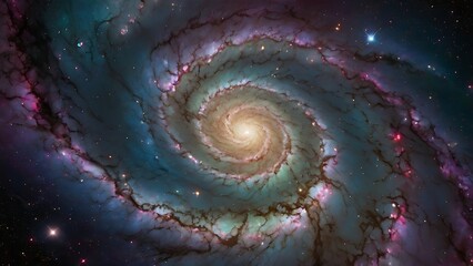 Wall Mural - Spiral galaxy illustration in endless space full of wonders, planets, stars and space clouds astronomy