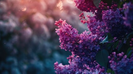 Wall Mural - Close-up of vibrant purple flowers with soft bokeh background