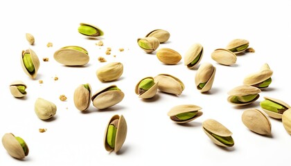 pistachio nuts on white background