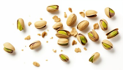 pistachio nuts on white background