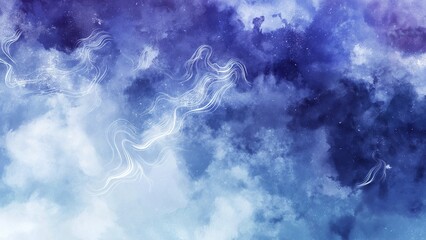 Wall Mural - Blue watercolour space background