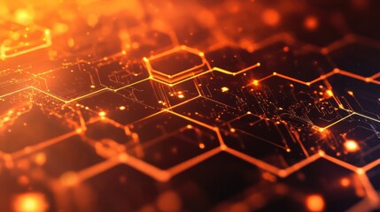 Wall Mural - abstract orange technology concept hexagonal background