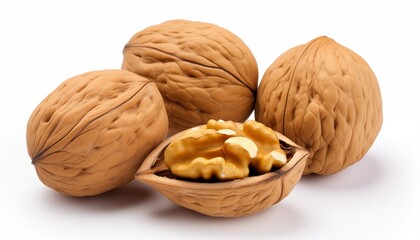 Wall Mural - walnuts on a white background