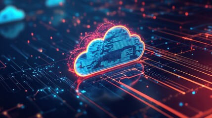 Technology networking and digital communication in business with cloud computing concept web storage for data global social media ai server online binary illustration background modern futuristic