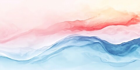 Wall Mural - abstract illustration with summer vibes and wavy beach style, abstract watercolor paint banner with 