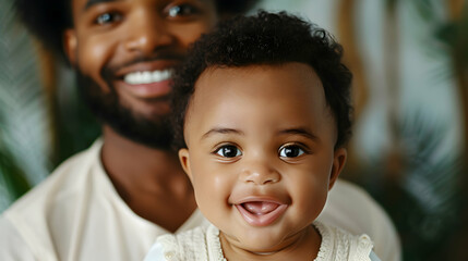 Sticker - Happy Black Father And Son Playing Blurred Back