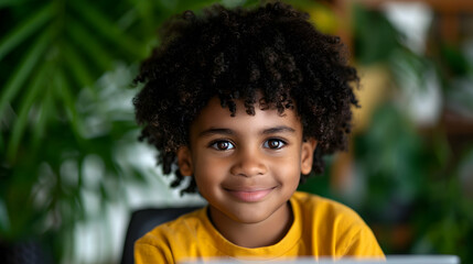 Poster - Happy Boy Waving Hand While Sitting With Father