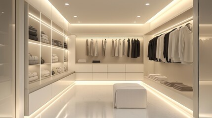 Wall Mural - Dressing room featuring LED lighting and smart temperature control, designed for energy efficiency