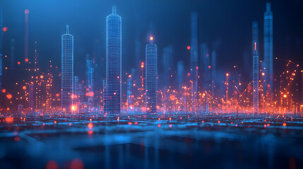 Futuristic Cityscape with Network Connections