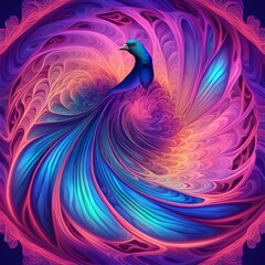 Canvas Print - abstract background with peacock