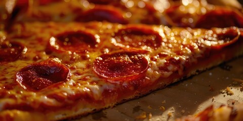 Wall Mural - Close-Up of a Tempting Pepperoni Pizza