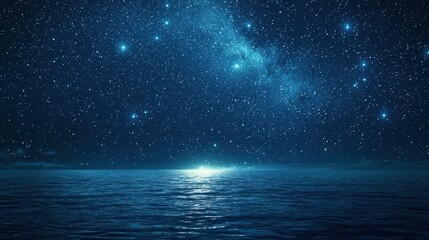 Wall Mural - Starry Night Sky Over Calm Ocean Water