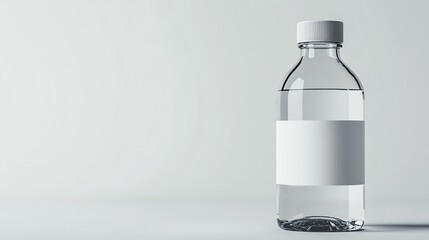 A clean and simple water bottle with a blank label, perfect for branding or minimalistic designs in various creative projects.