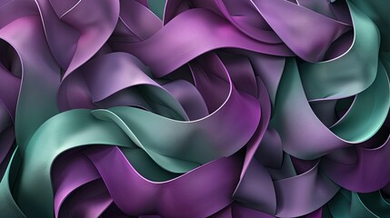 Wall Mural - Abstract 3D Rendering of Intertwined Purple and Teal Ribbons