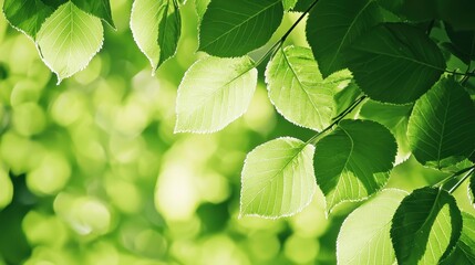 Wall Mural - Green Leaves Sunlight Backlit Nature Background