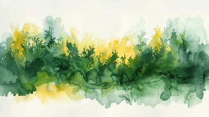 Wall Mural - Abstract Watercolor Painting of a Forest Landscape