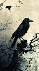 Sticker - Raven on a branch