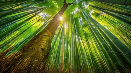 Canvas Print - Sunbeams Through Bamboo Forest