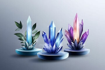 Wall Mural - Tranquil Floating Gardens with Celestial Crystals in Watercolor - Soft Pastel Tones Abstract Background