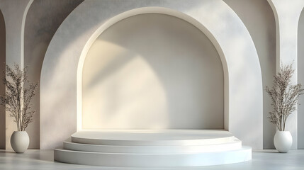 Wall Mural - Minimalist White Archway Stage Podium Display