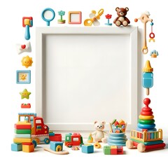 Wall Mural - greeting cards with a toy car theme, photo frames with a children's theme, invitation card car theme