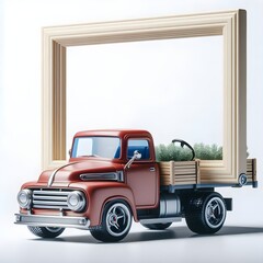 Wall Mural - greeting cards with a toy car theme, photo frames with a children's theme, invitation card car theme