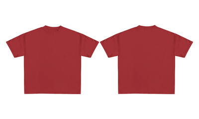 Blank red t shirt mockup template. Front and back view, isolated on white background