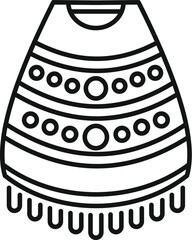 Poster - Line drawing of a traditional poncho with an ethnic geometric pattern, ideal for fashion design, textile prints, or coloring activities